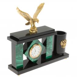 Настольный мини-набор "Орел" из малахита