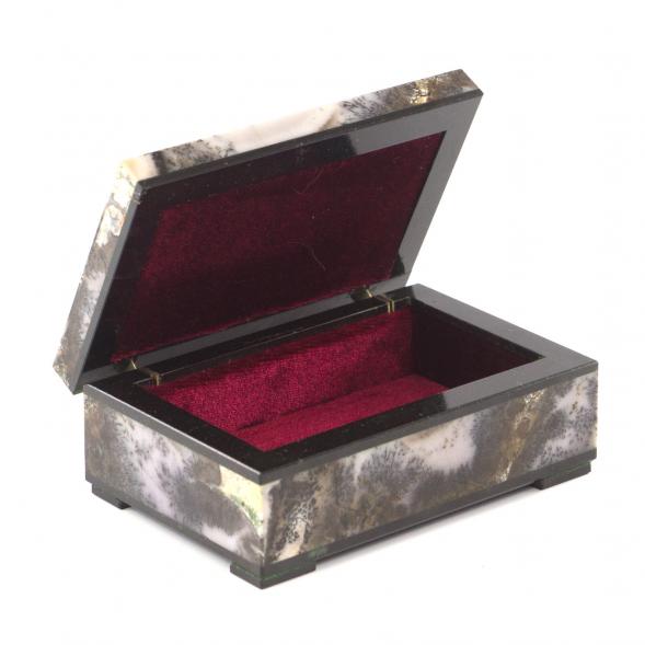 Каменная шкатулка из мохового агата 10,5х7х4 см 121852