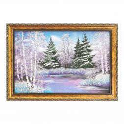 Картина "Зимний пейзаж" багет 24х34 см, каменная крошка