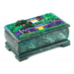Шкатулка &amp;quot;Летний пейзаж&amp;quot; змеевик 18х9х7 см