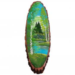 Панно на срезе дерева "Лето" вертикальное 110-115 см каменная крошка