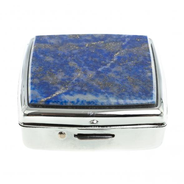 Таблетница на 2 отсека лазурит афганский цвет серебро 123358