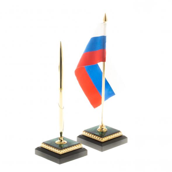 Письменный прибор из малахита &amp;quot;Лев с шаром&amp;quot; 124400