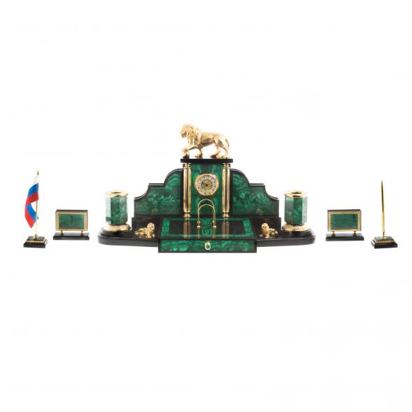 Письменный прибор из малахита &amp;quot;Лев с шаром&amp;quot; 124400