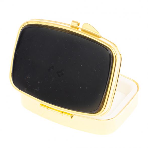 Таблетница на 2 отделения камень турмалин шерл цвет золото 126513