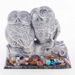 Сувенир "Две совы на ветке" из мрамолита