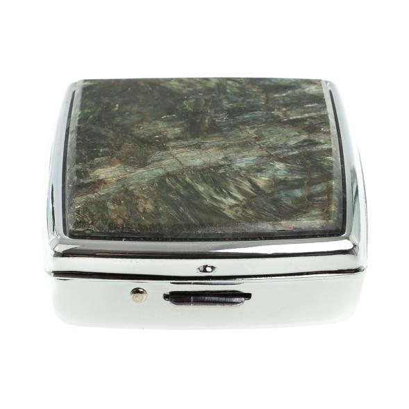 Таблетница на 2 отсека камень актиновит цвет серебро 123359