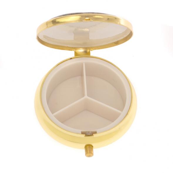 Таблетница на 3 отделения зеленый флюорит цвет золото 125762