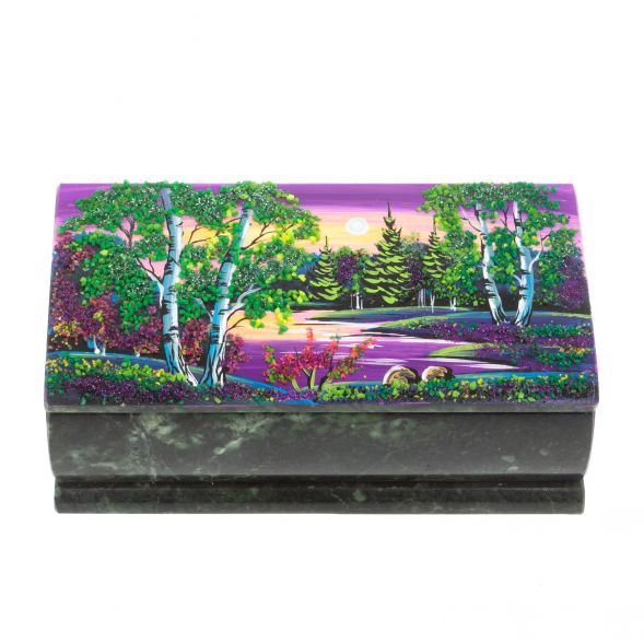 Шкатулка &amp;quot;Купюра. Рассвет&amp;quot; из шабровского змеевика 18х9,5х7 см 127684