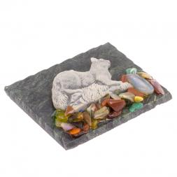 Магнит "Соболь на траве" змеевик мрамолит