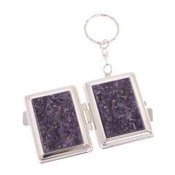 Складное зеркало брелок из сиреневого флюорита прямоугольное