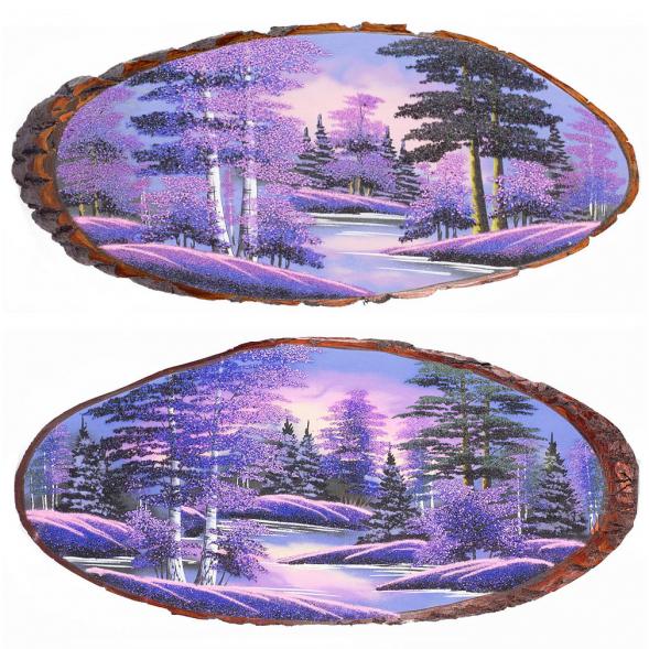 Панно на срезе дерева &amp;quot;Рассвет&amp;quot; горизонтальное 100-105 см каменная крошка 112259