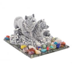 Сувенир "Семейство волков" из мрамолита