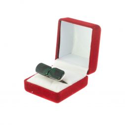 Запонки камень малахит восьмиугольные