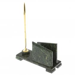 Визитница настольная с подставкой под ручку "Мини 3" камень змеевик