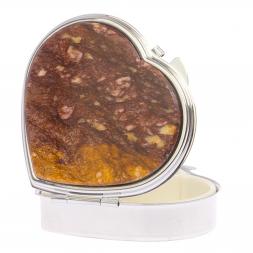 Таблетница "Сердце" на 3 отделения камень авантюрин цвет серебро