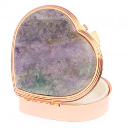 Таблетница "Сердце" на 3 отделения зеленый флюорит красное золото