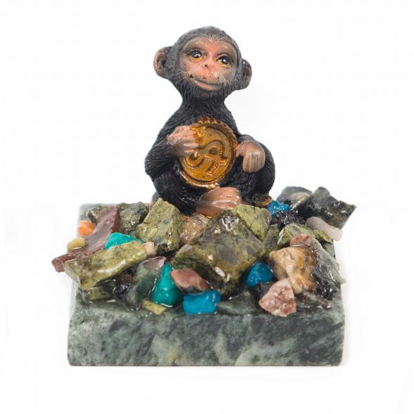 Сувенир &amp;quot;Обезьянка с монетой №1&amp;quot; змеевик 116730