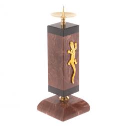 Подсвечник с ящерицей камень лемезит 4,5х4,5х13 см