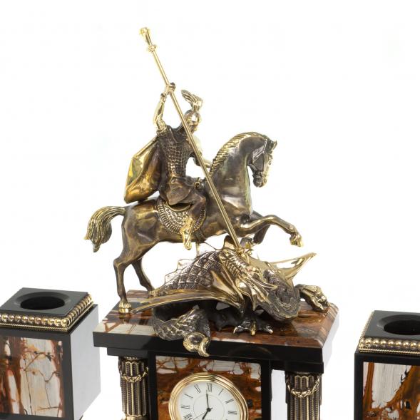 Письменный прибор &amp;quot;Георгий Победоносец&amp;quot; камень яшма бронза 117875