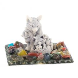Сувенир &amp;quot;Лиса с лисятами&amp;quot; из мрамолита