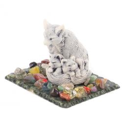 Сувенир &amp;quot;Лиса с лисятами&amp;quot; из мрамолита