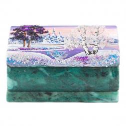 Шкатулка с расписной крышкой Зима 10,5х6,5х5 см