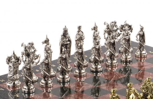 Шахматы сувенирные &amp;quot;Рыцари крестоносцы&amp;quot; доска 44х44 см из камня лемезит 120715