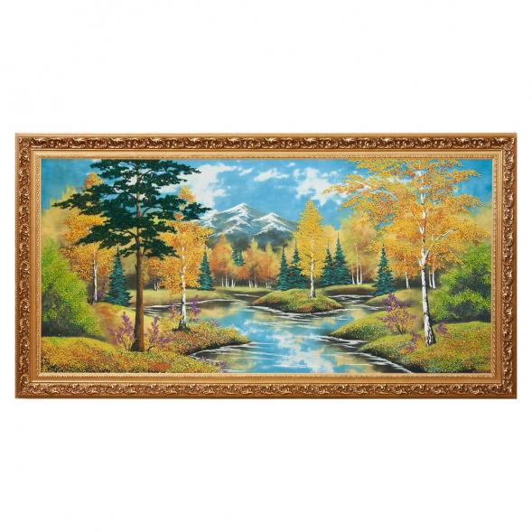 Картина &amp;quot;Осенний пейзаж&amp;quot; багет №9 50х100 см, каменная крошка 111289
