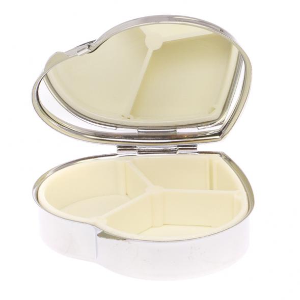 Таблетница &amp;quot;Сердце&amp;quot; на 3 отделения зеленый флюорит цвет серебро 125766