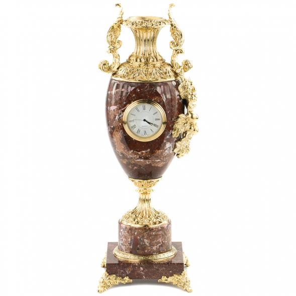 Интерьерная ваза с часами &amp;quot;Виноград&amp;quot; камень креноид бронза 120186