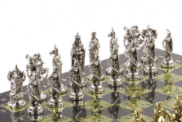 Шахматы подарочные &amp;quot;Рыцари крестоносцы&amp;quot; доска 44х44 см из камня змеевик 120716