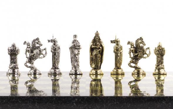 Шахматы подарочные &amp;quot;Рыцари крестоносцы&amp;quot; доска 44х44 см из камня змеевик 120716