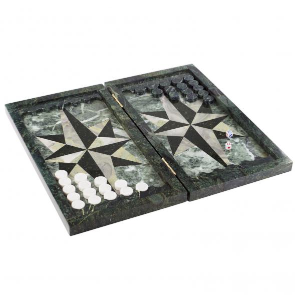 Настольные нарды &amp;quot;Звезда&amp;quot; офиокальцит / черный змеевик 120935