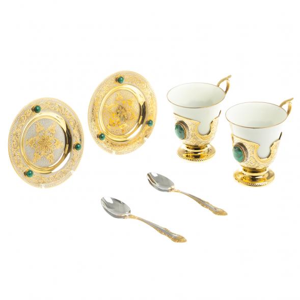 Кофейный / чайный набор &amp;quot;Малахит&amp;quot; на 2 персоны 200 мл Златоуст 122947