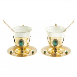 Кофейный / чайный набор "Малахит" на 2 персоны 200 мл Златоуст