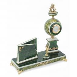 Настольный мини-набор &amp;quot;Георгий Победоносец&amp;quot; на шаре камень змеевик зеленый