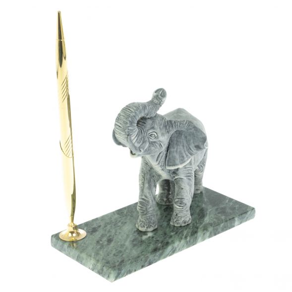 Статуэтка из мрамолита &amp;quot;Слон&amp;quot; на подставке из змеевика 128614