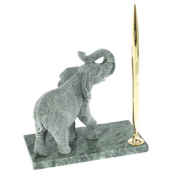 Статуэтка из мрамолита &amp;quot;Слон&amp;quot; на подставке из змеевика 128614