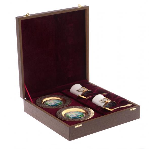 Кофейный набор &amp;quot;Белый лебедь&amp;quot; на 2 персоны 80 мл фарфор в подарочной коробке Златоуст 121870