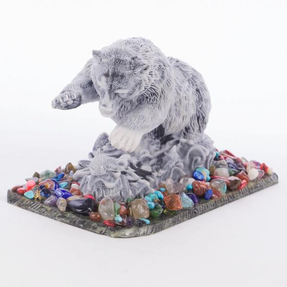 Сувенир  &amp;quot;Медведь большой с рыбой №2&amp;quot; из мрамолита 118988