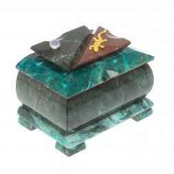 Шкатулка средняя прямоугольная камень змеевик 12х8х8,5 см