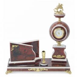 Офисный набор с визитницей &amp;quot;Георгий Победоносец&amp;quot; камень лемезит