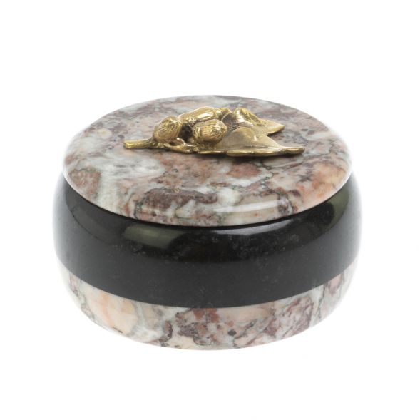 Шкатулка круглая &amp;quot;Желуди&amp;quot; камень креноид 10,5х10,5х6,5 см 127923