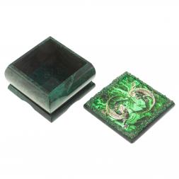 Шкатулка из змеевика с иллюстрацией &amp;quot;Пара ящериц&amp;quot; 10х10х6,5 см