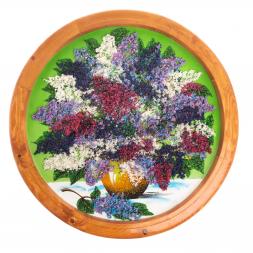 Тарелка декоративная &amp;quot;Букет сирени&amp;quot; 60 см зеленый фон каменная крошка