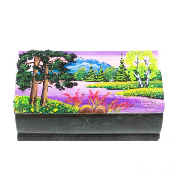 Шкатулка &amp;quot;Купюра. Летний пейзаж&amp;quot; из змеевика 127925
