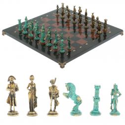 Шахматы "Отечественная война 1812 г. " фигуры бронза / патина 40х40 см лемезит
