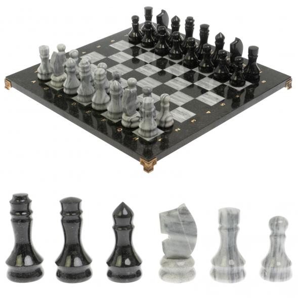 Шахматы с каменными фигурами мрамор гранит 44х44 см 129769