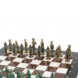 Шахматы "Отечественная война 1812 г. " фигуры бронза / патина 40х40 см мрамор лемезит